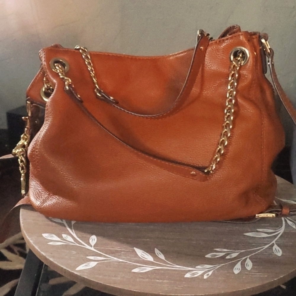 Michael Kors Brown Jet Set Pebble Grain Leather Sachel
